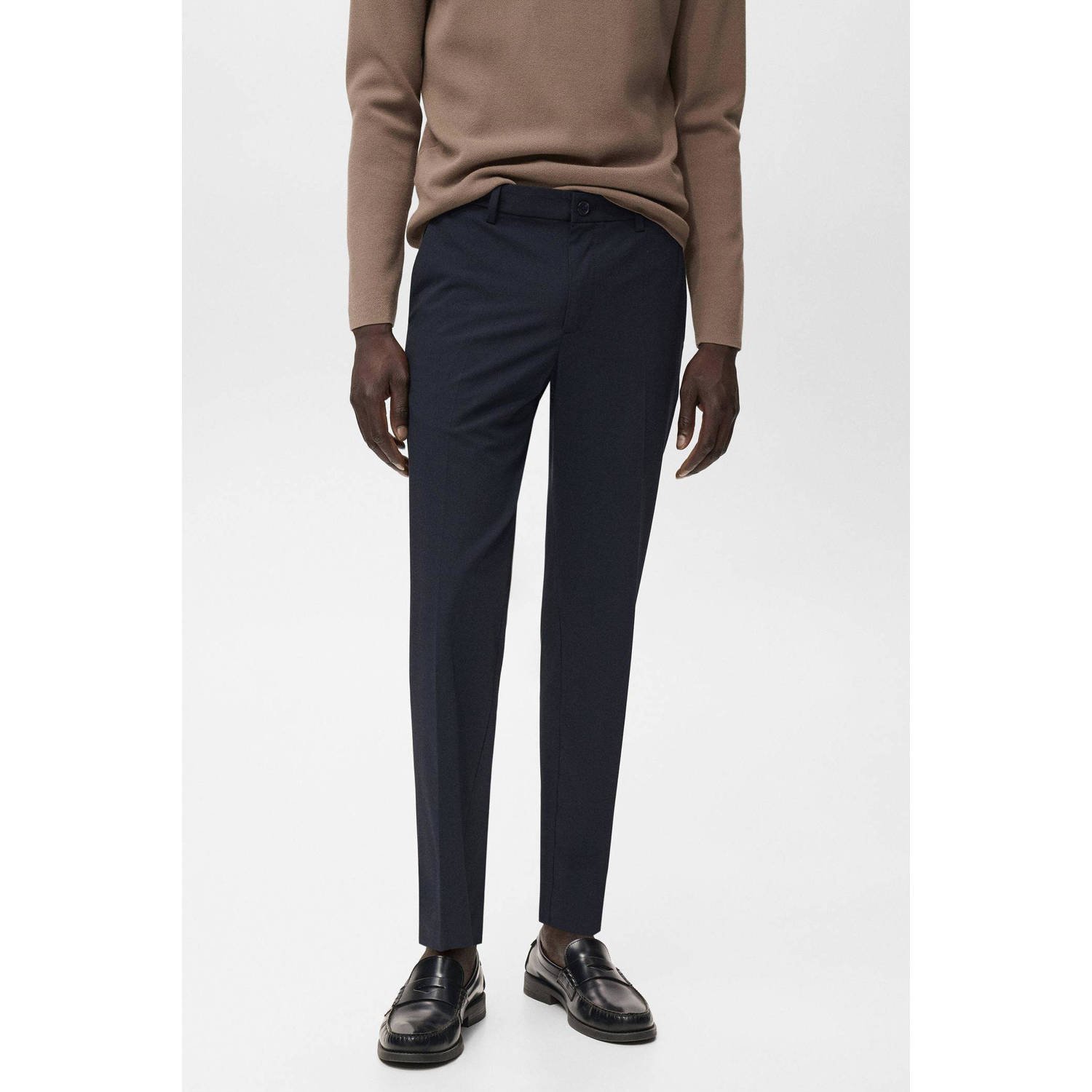 Mango Man slim pantalon donkerblauw