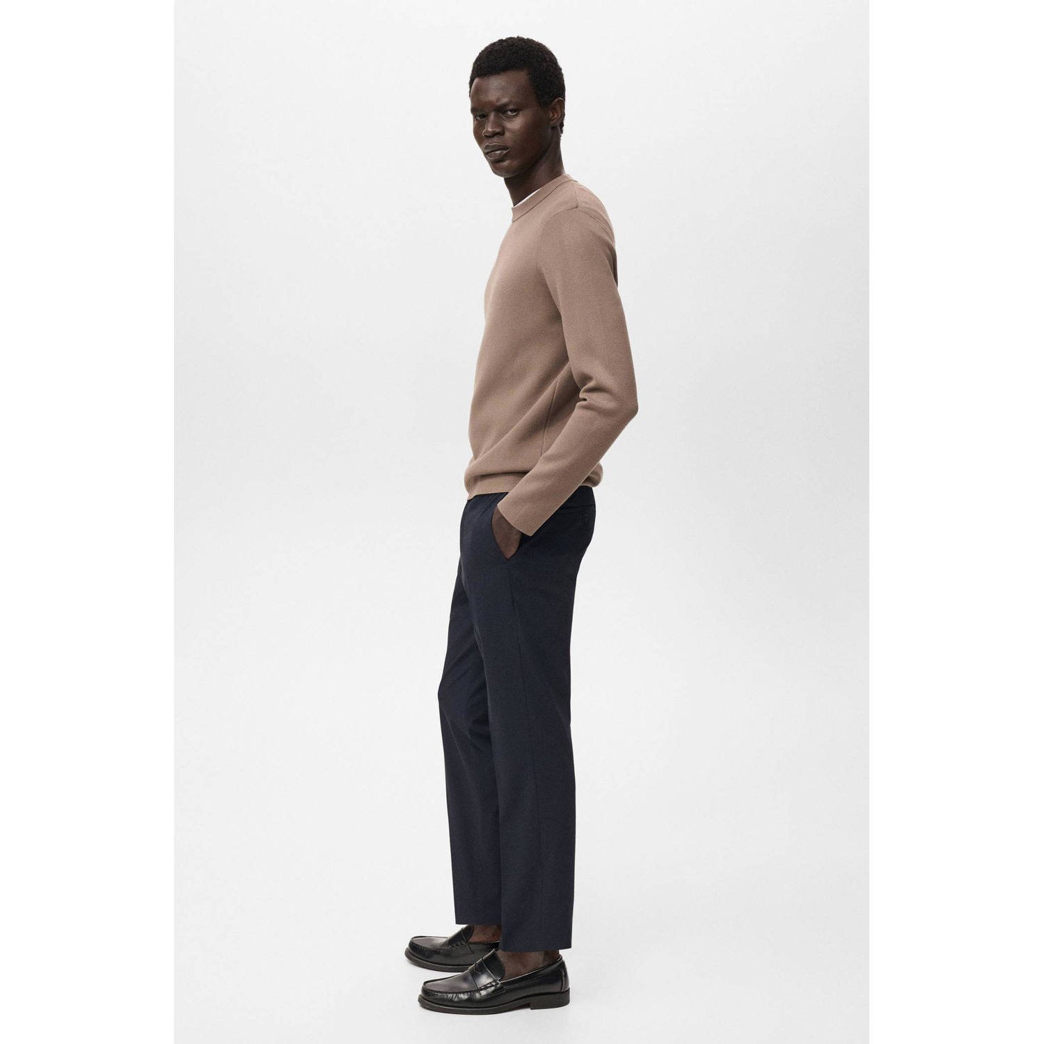 Mango Man slim pantalon donkerblauw
