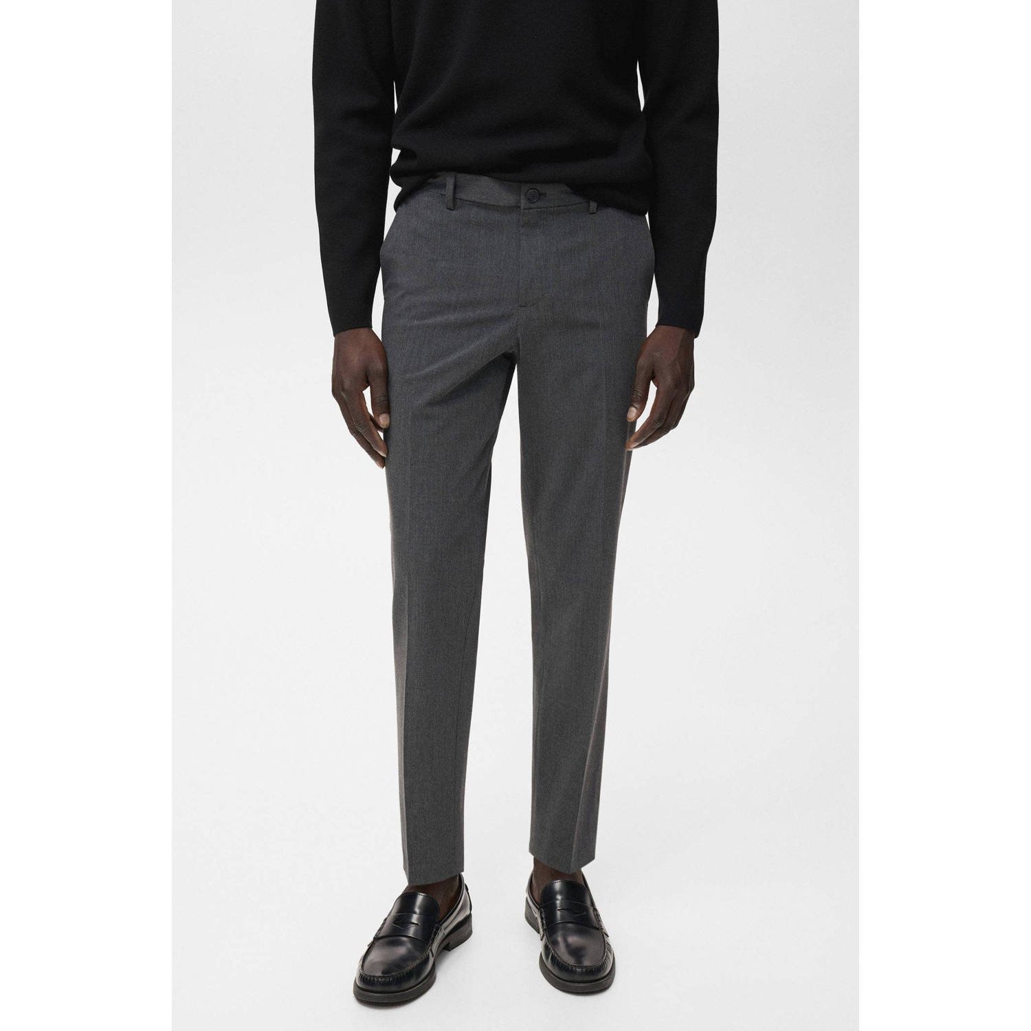 Mango Man slim pantalon grijs