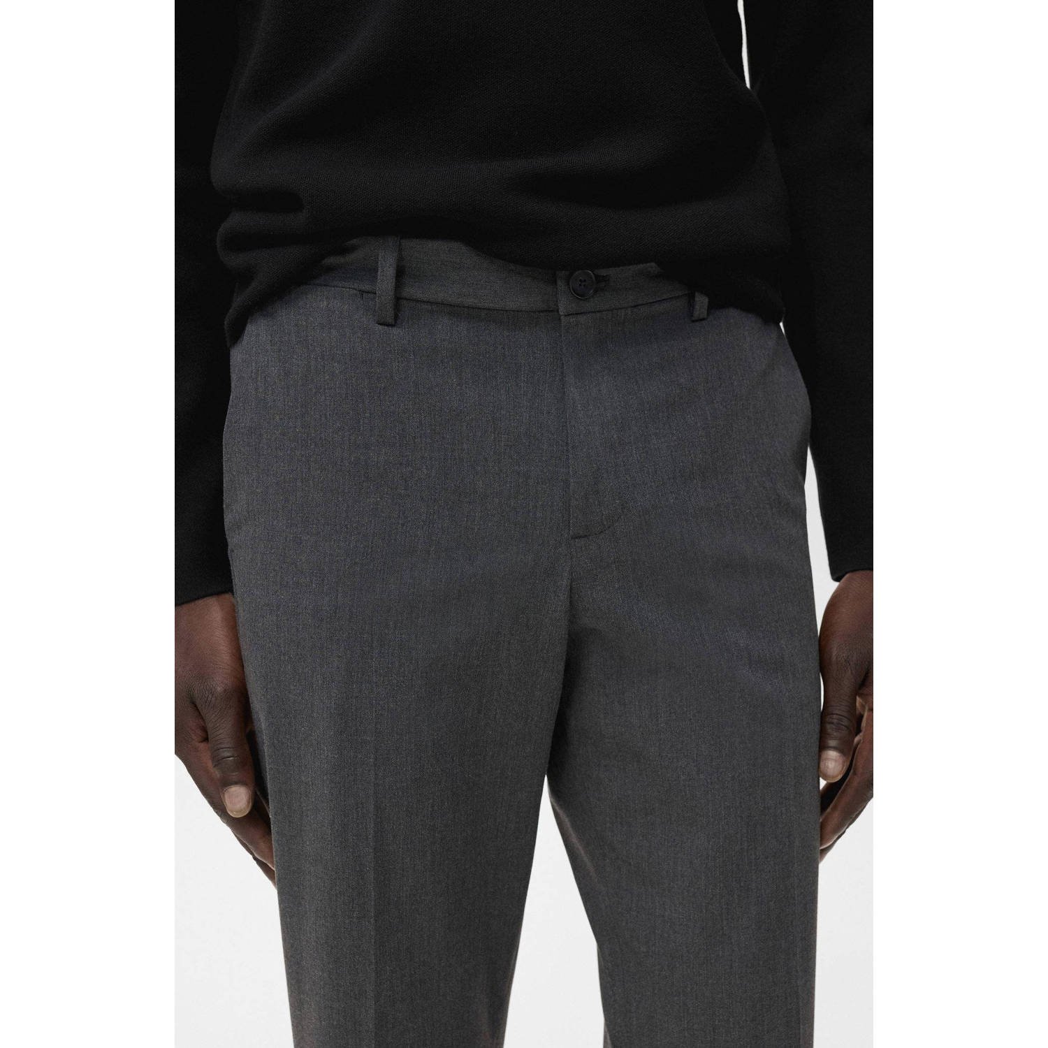 Mango Man slim pantalon grijs