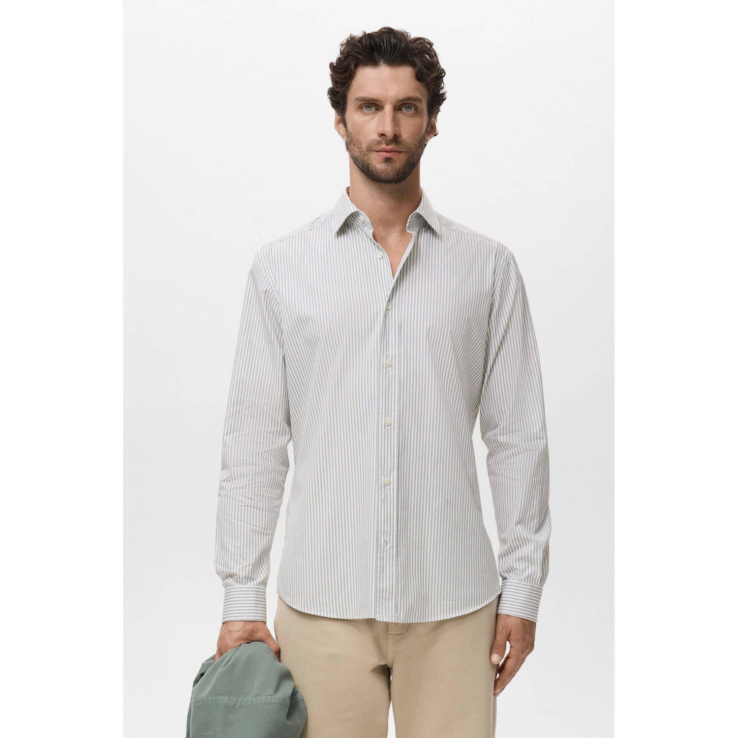 Mango Man casual overhemd kaki