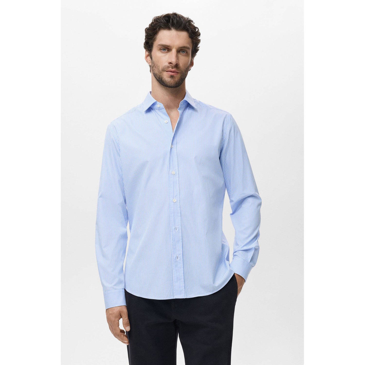 Mango Man casual overhemd blauw