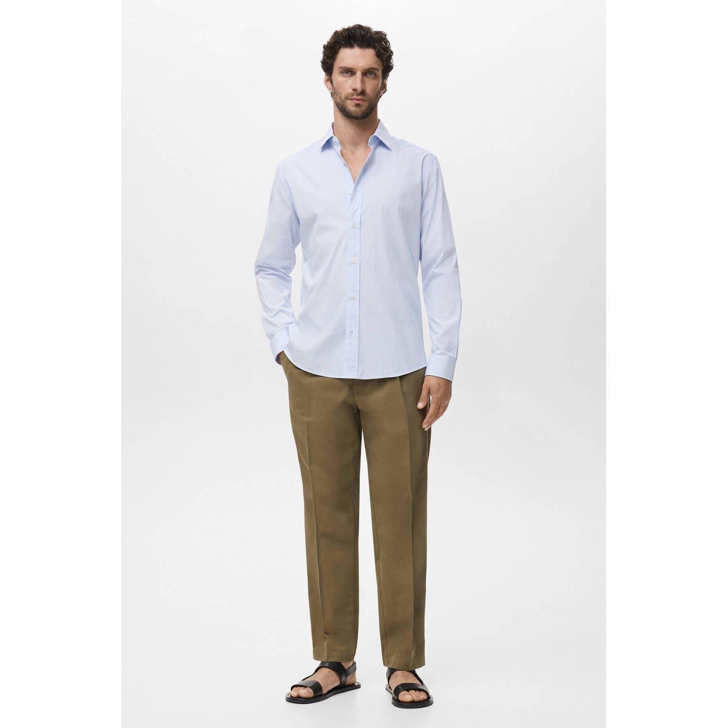 Mango Man casual overhemd lichtblauw