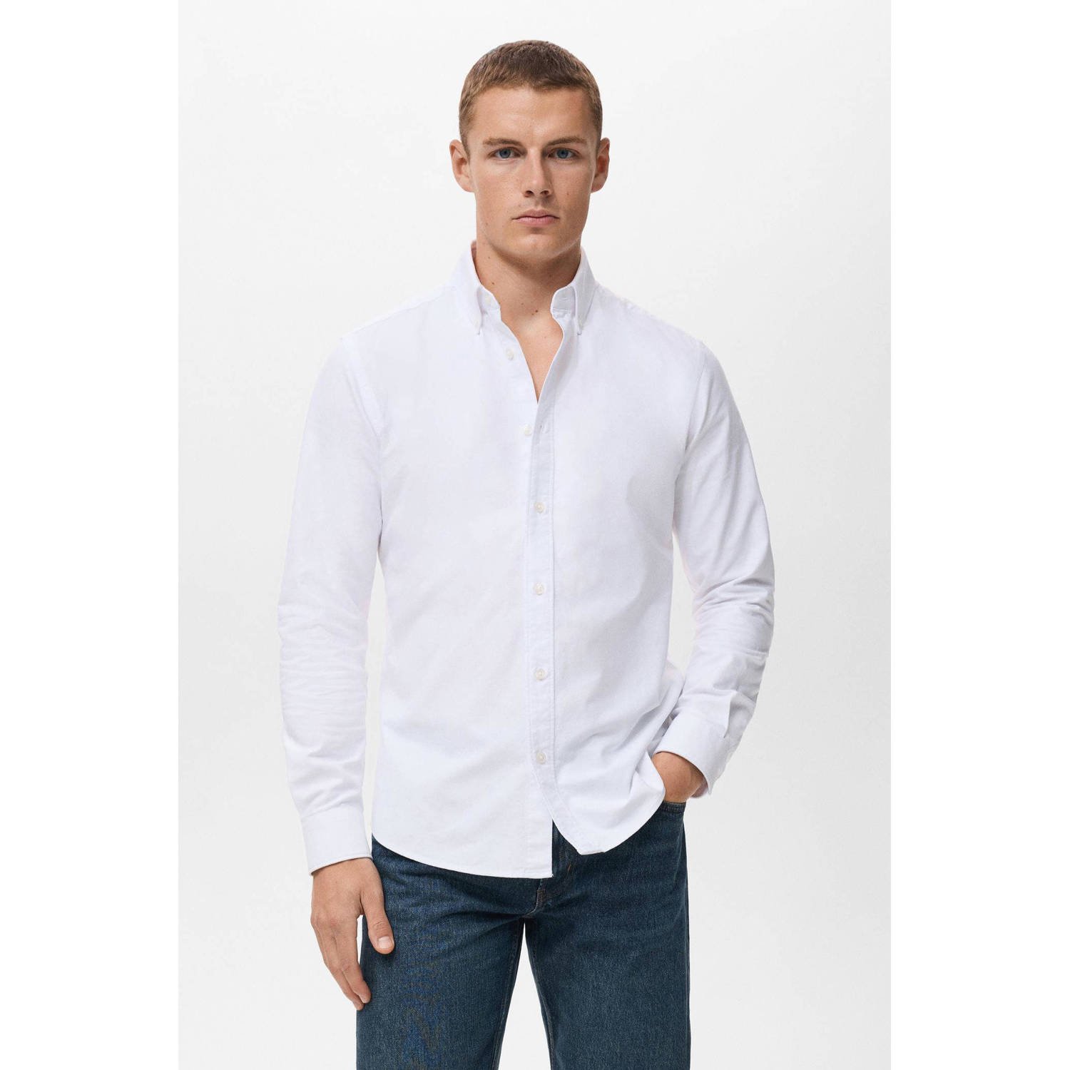 Mango Man casual overhemd wit