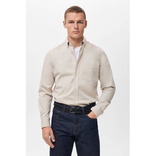 Mango Man regular casual overhemd beige afbeelding