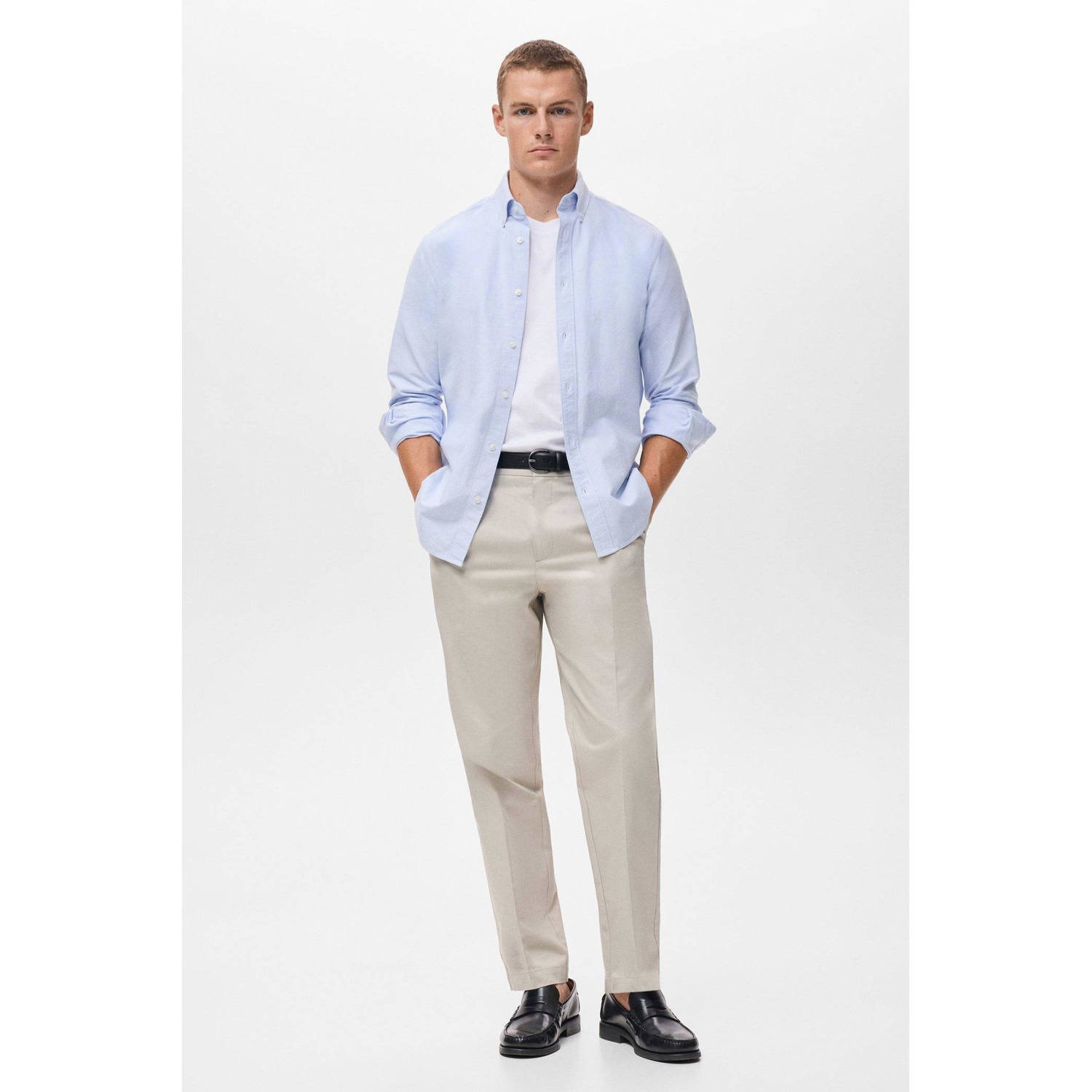 Mango Man casual overhemd lichtblauw