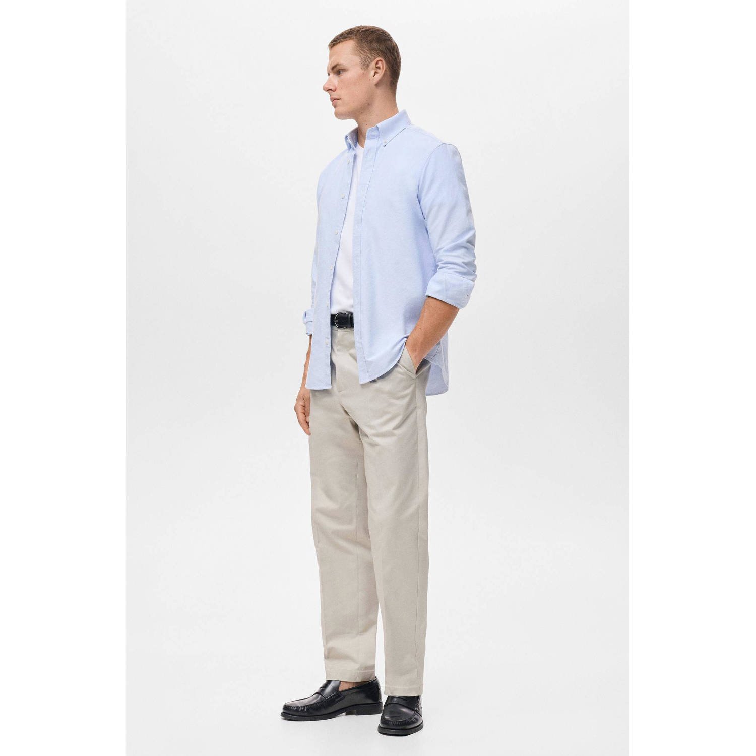 Mango Man casual overhemd lichtblauw