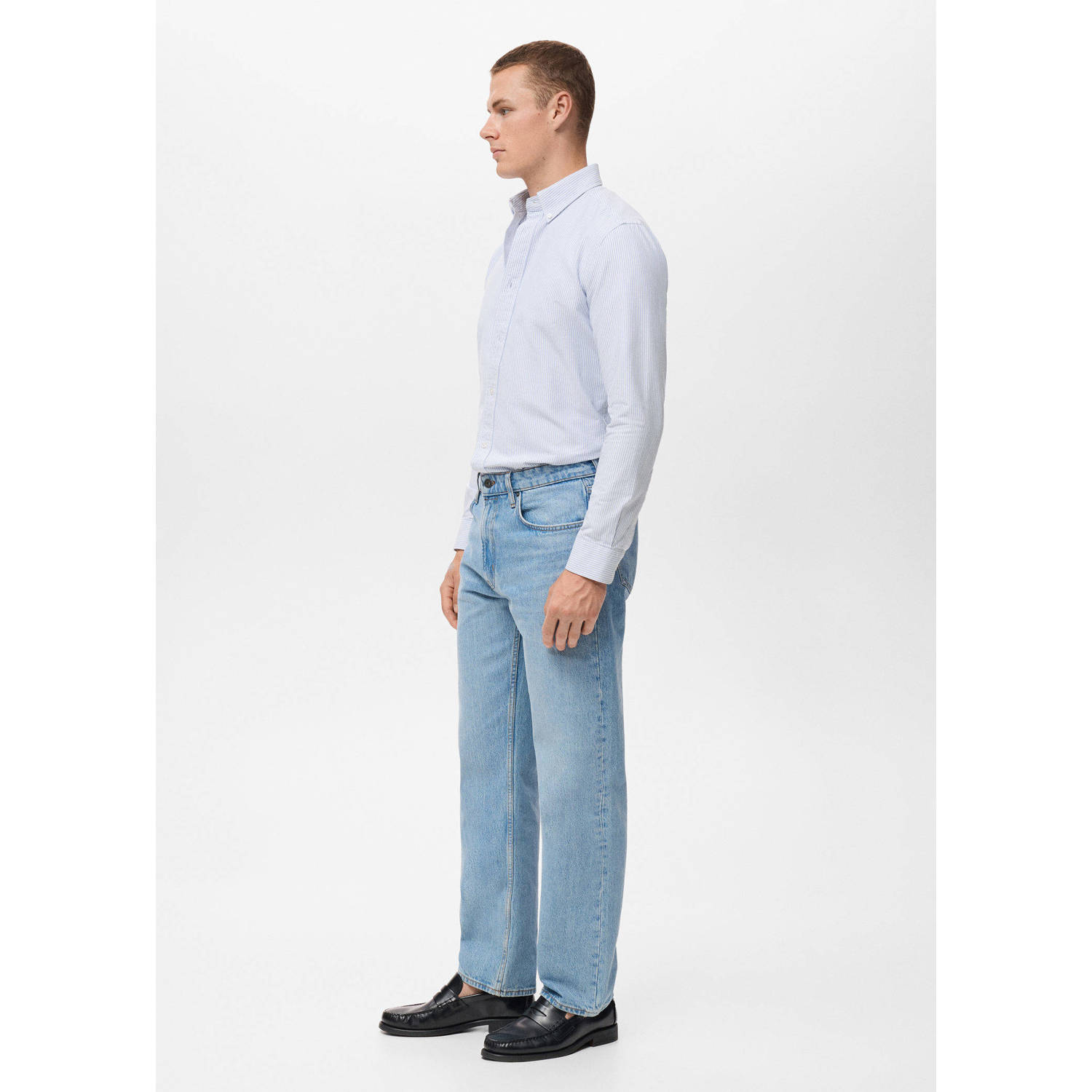 Mango Man casual overhemd lichtblauw