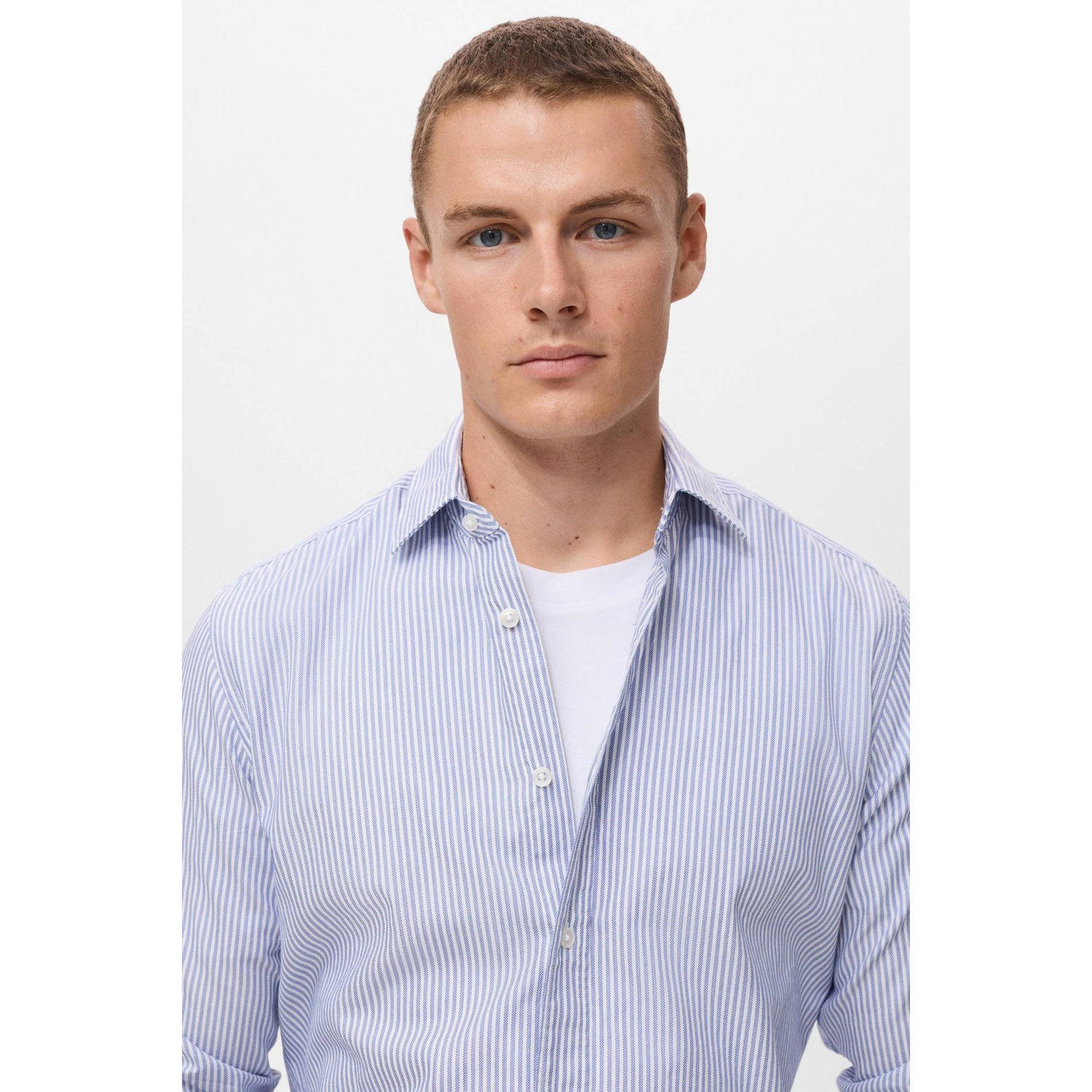 Mango Man casual overhemd blauw