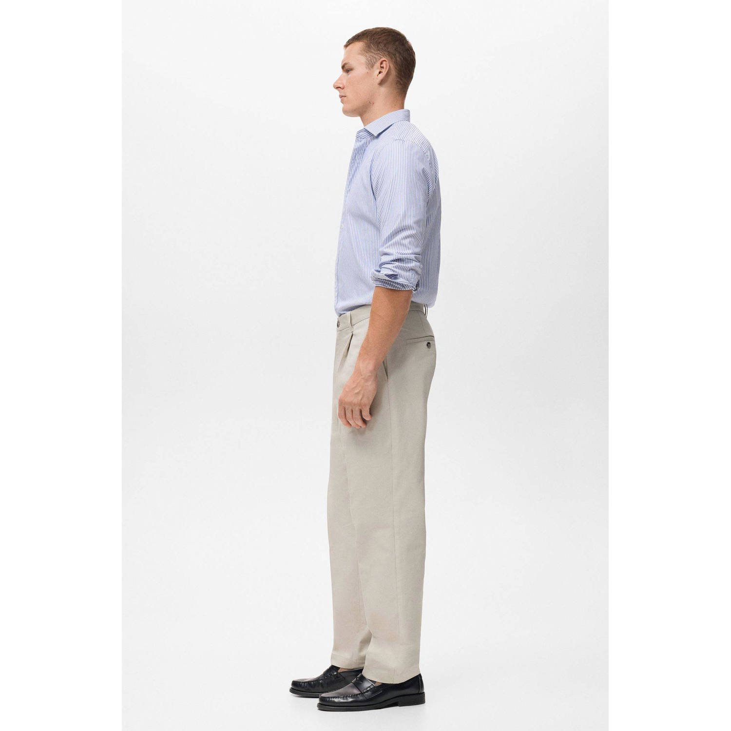 Mango Man casual overhemd blauw