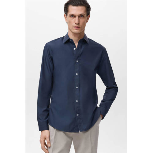 Mango Man zakelijk overhemd donkerblauw afbeelding