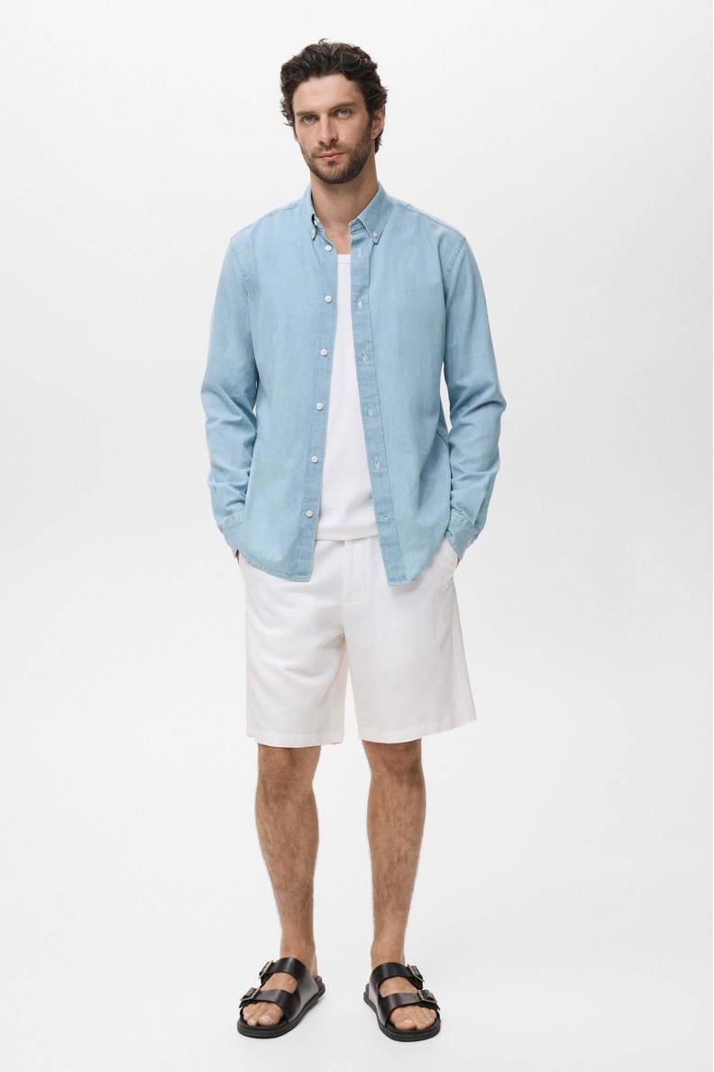 America Today linnen casual overhemd blauw America Today linnen casual overhemd blauw