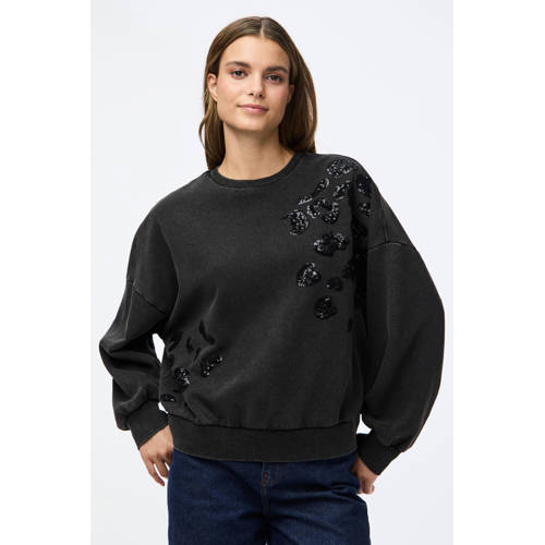 PIECES sweater zwart met pailletten afbeelding