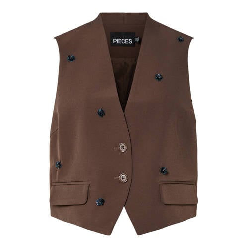 PIECES gilet donkerbruin afbeelding