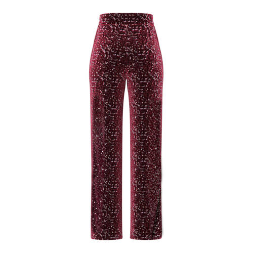 PIECES regular waist casual broek donkerrood afbeelding
