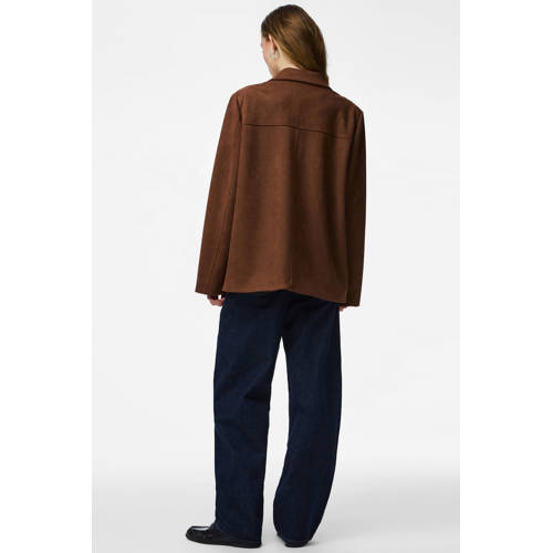PIECES suede regular blazer bruin afbeelding