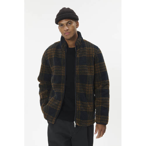 Matinique fleece geruite fleecevest bruin afbeelding
