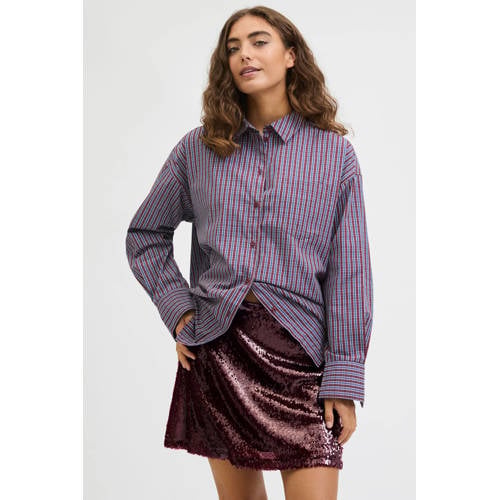 JJXX mini rok met pailletten donkerrood afbeelding