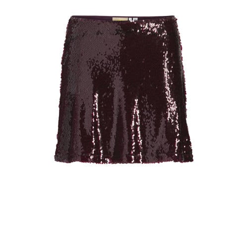 JJXX mini rok met pailletten donkerrood afbeelding