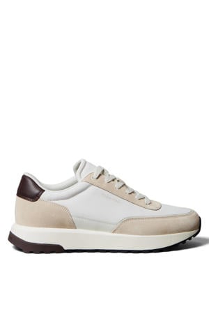 leren sneakers wit/beige