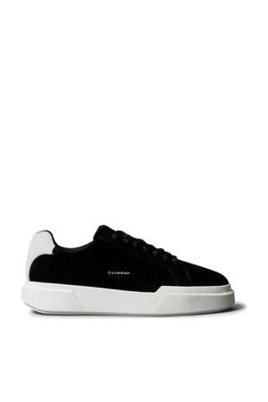 suède sneakers zwart/wit