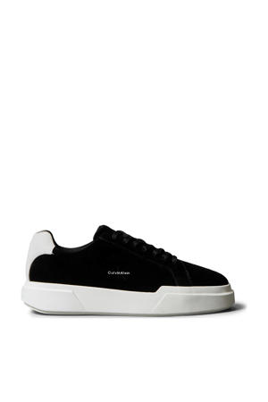 suède sneakers zwart/wit