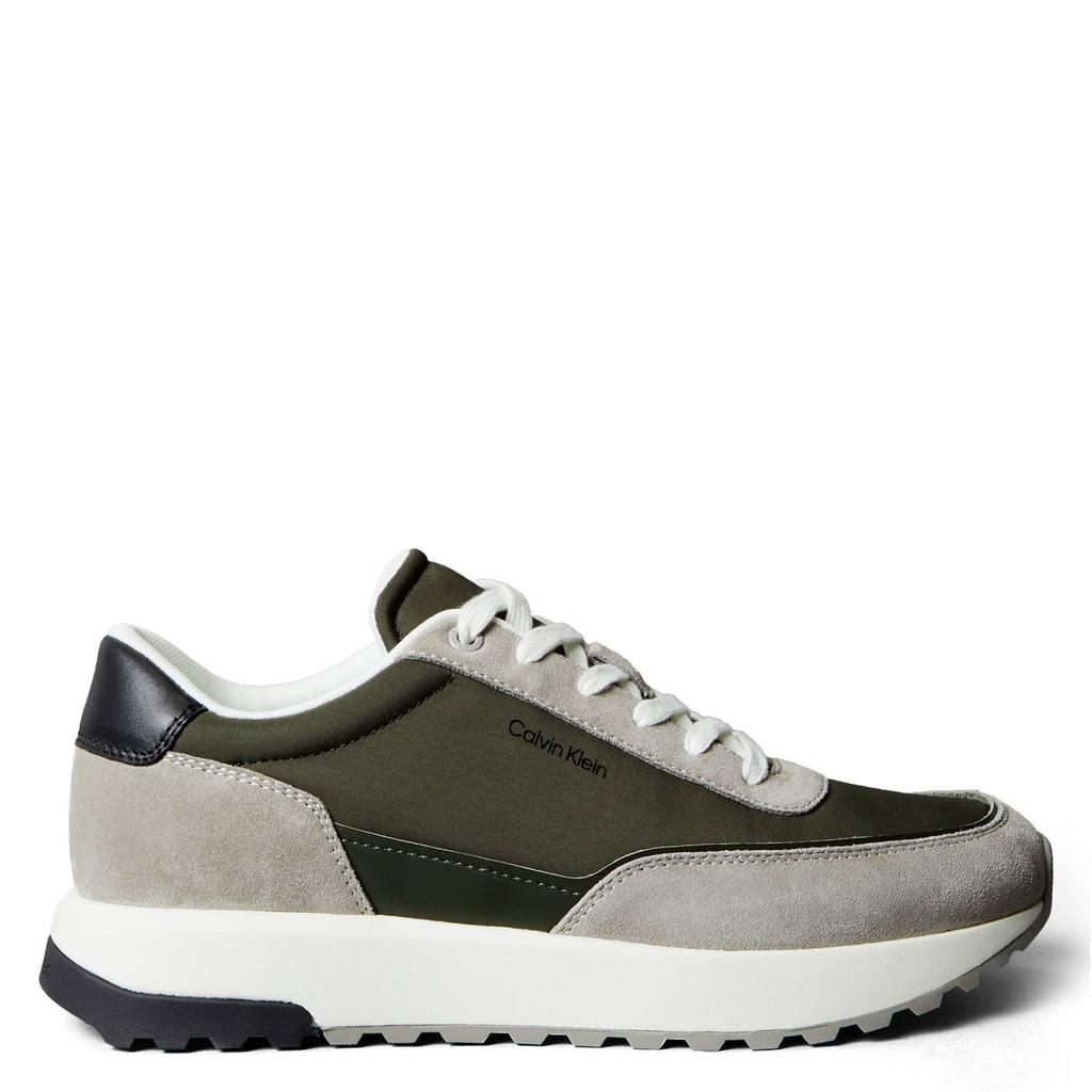 Zwart en grijze heren Calvin Klein leren sneakers met veters