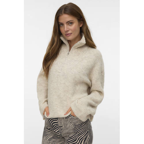 VERO MODA schipperstrui met wol ecru gebreid afbeelding