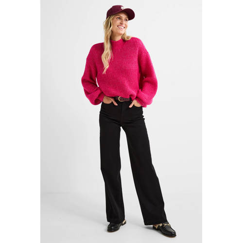 VERO MODA trui met wol roze gebreid afbeelding