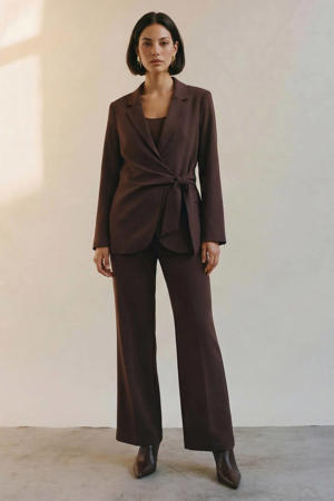 flared regular waist casual broek donkerbruin