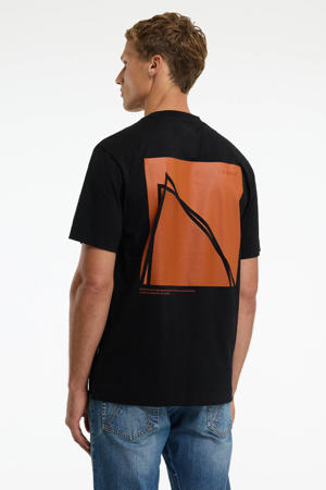 oversized T-shirt met backprint zwart
