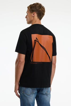 oversized T-shirt met backprint zwart
