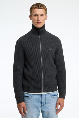 vest rib gebreid antraciet