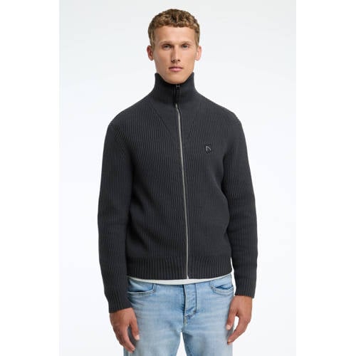CHASIN' vest rib gebreid antraciet afbeelding