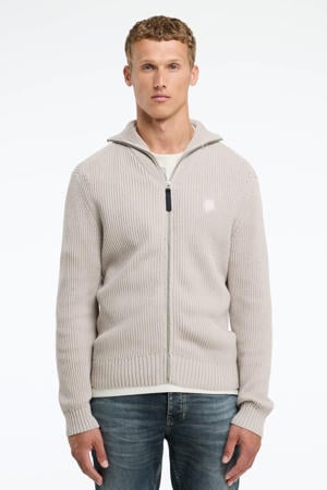 vest rib gebreid beige