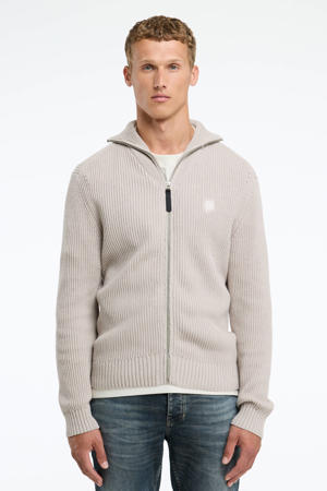 vest rib gebreid beige