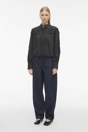 blouse donkerblauw broderie