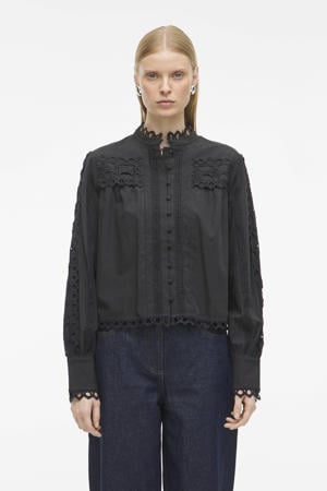 blouse donkerblauw broderie