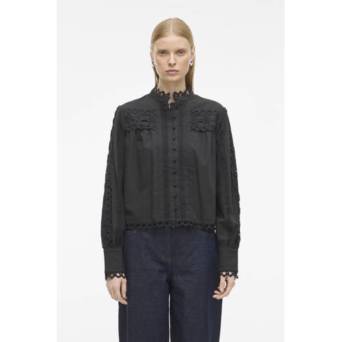 ROUGE EDIT blouse donkerblauw broderie afbeelding
