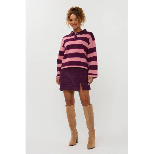 Ydence gestreepte pullover donkerrood afbeelding