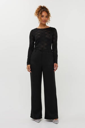 wide leg high waist broek zwart Tall
