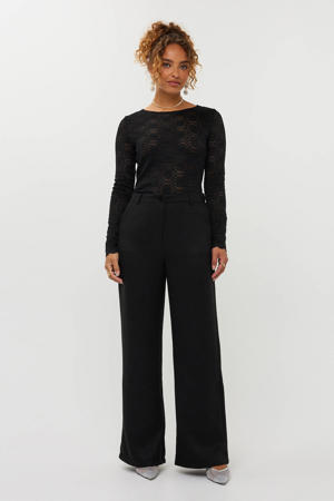 wide leg high waist broek zwart Tall
