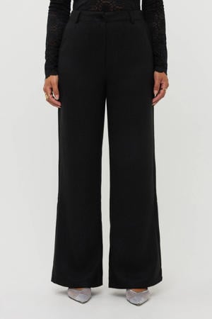 wide leg high waist broek zwart