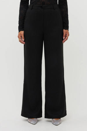 wide leg high waist broek zwart