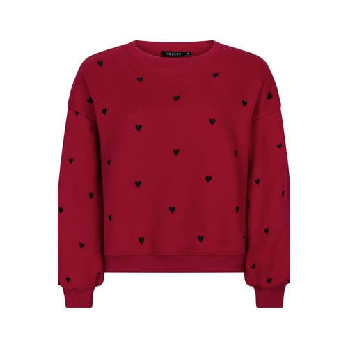 Ydence sweater met hartjes rood afbeelding