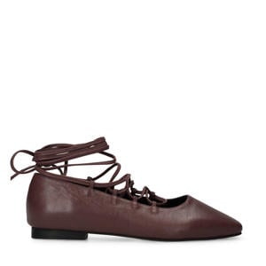 leren ballerina's bordeaux
