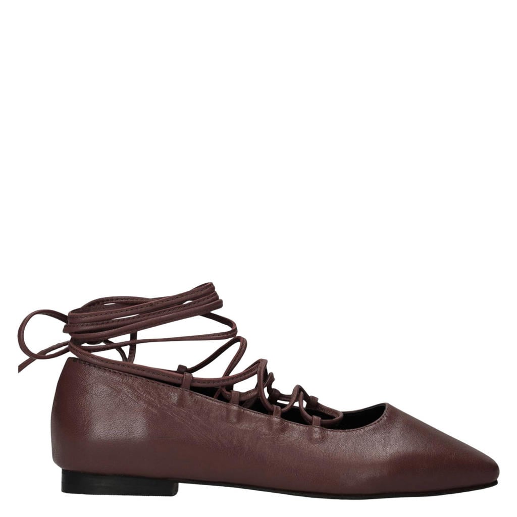 Bordeaux dames Sacha leren ballerina's met striksluiting
