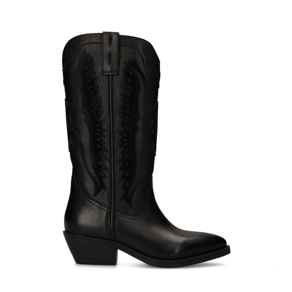 Zwarte dames Sacha leren cowboylaarzen