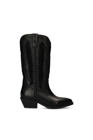 leren cowboylaarzen zwart
