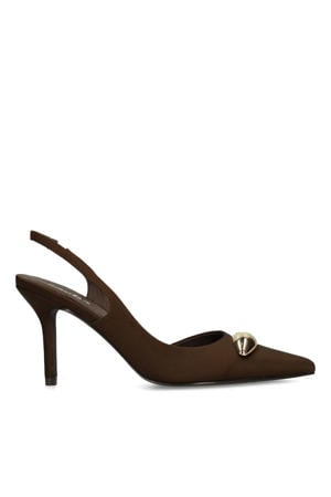 satijnen slingback pumps bruin